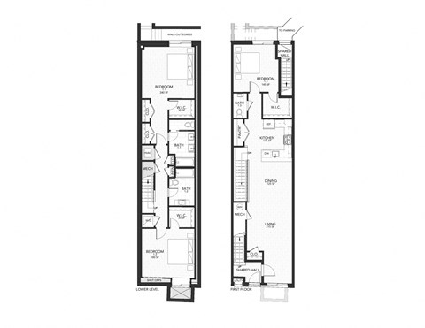 Floor plan for 3 beds, 2 baths, 1352 sqft